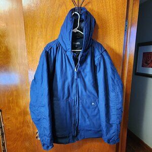 Men's 2XL Real Work Wear Navy Blue Thinsulate Full Zip Hooded Work Coat